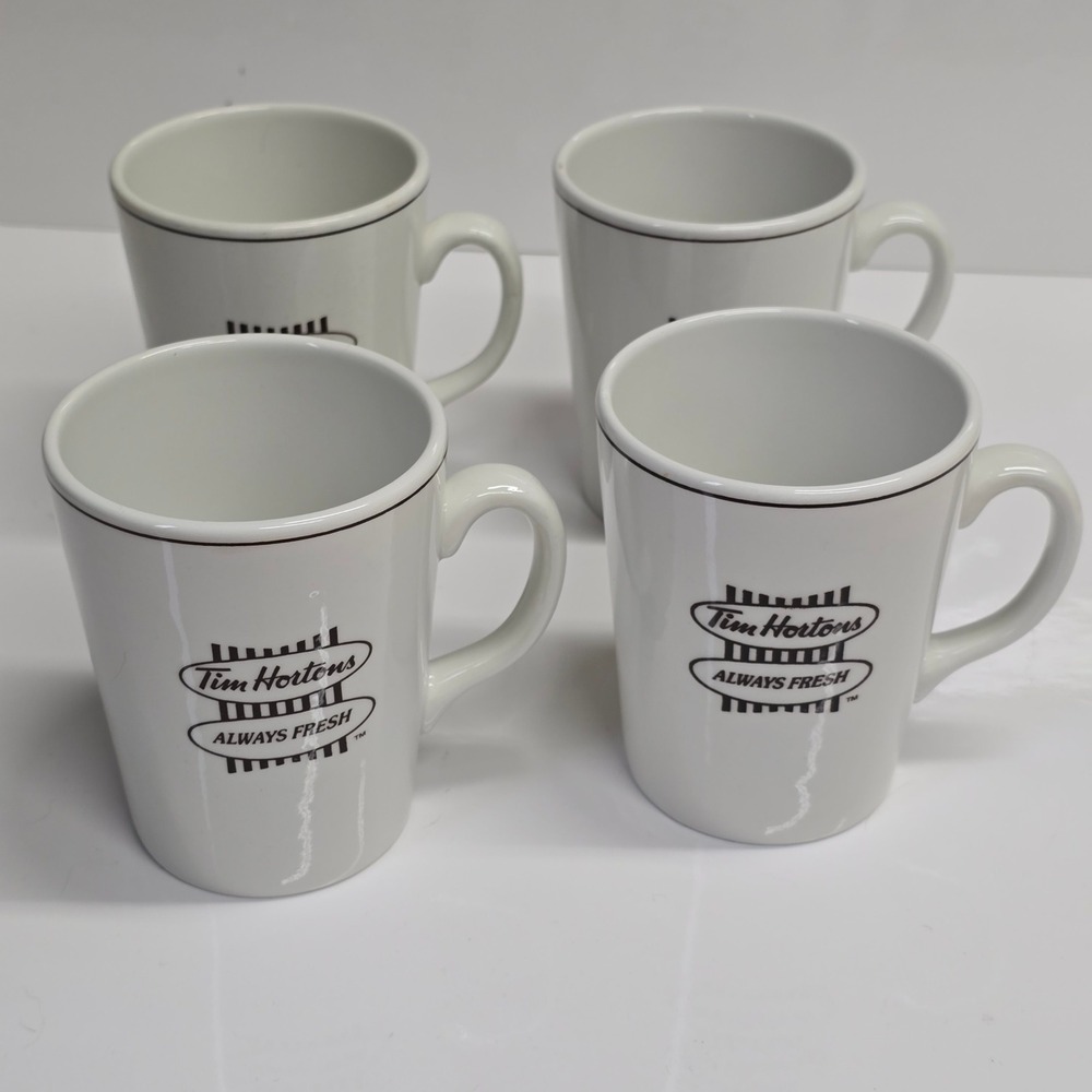 Tim Hortons Always Fresh Coffee Mugs Set of 4 White Ceramic Steelite England